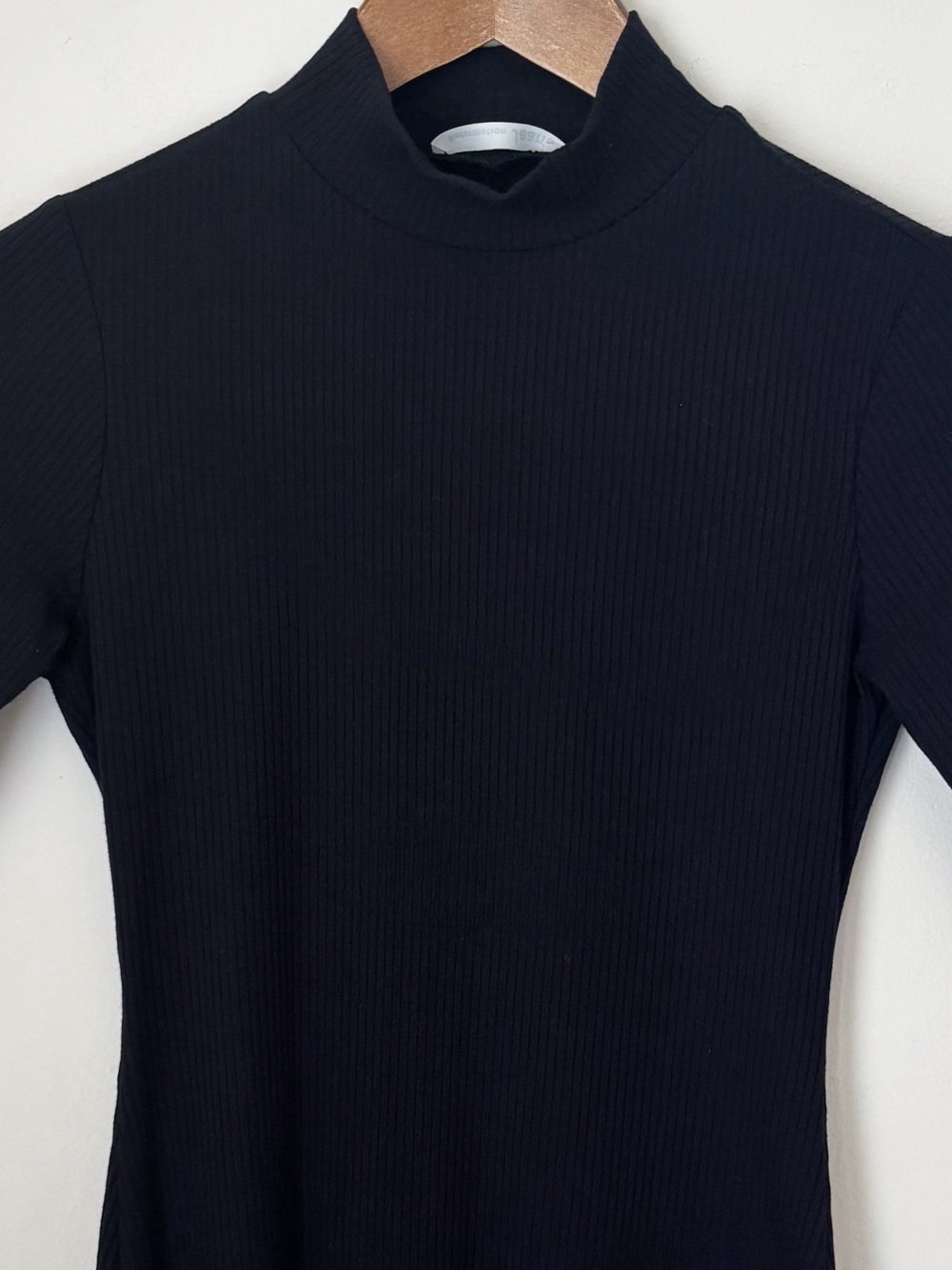 Reformation Jeans Black Ribbed Mock Neck Mini Dress XS - Picture 3 of 6